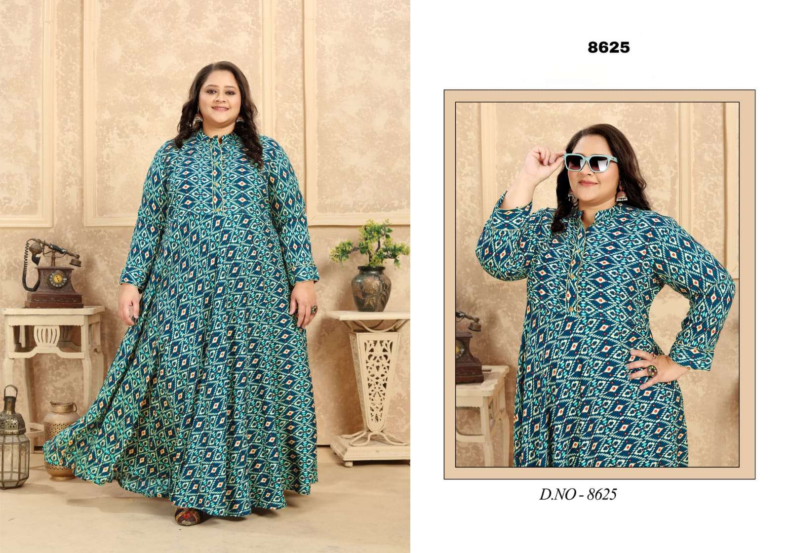 PLUS SIZE VOL 2 PREMIUM RAYON EXPORT QUALITY LONG  KURTI BY S3FOREVER BRAND 8625 C